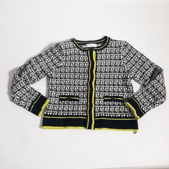 Rockets Of Awesome Other - Rockets Of Awesome Girls Tweed Pattern Cardigan Sweater Black/White/Yellow Size